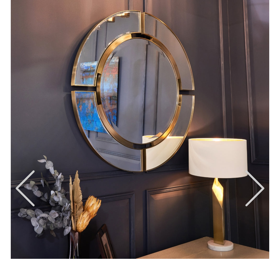Marcoles Mirror By RV Astley in brushed metal 91cm reduced