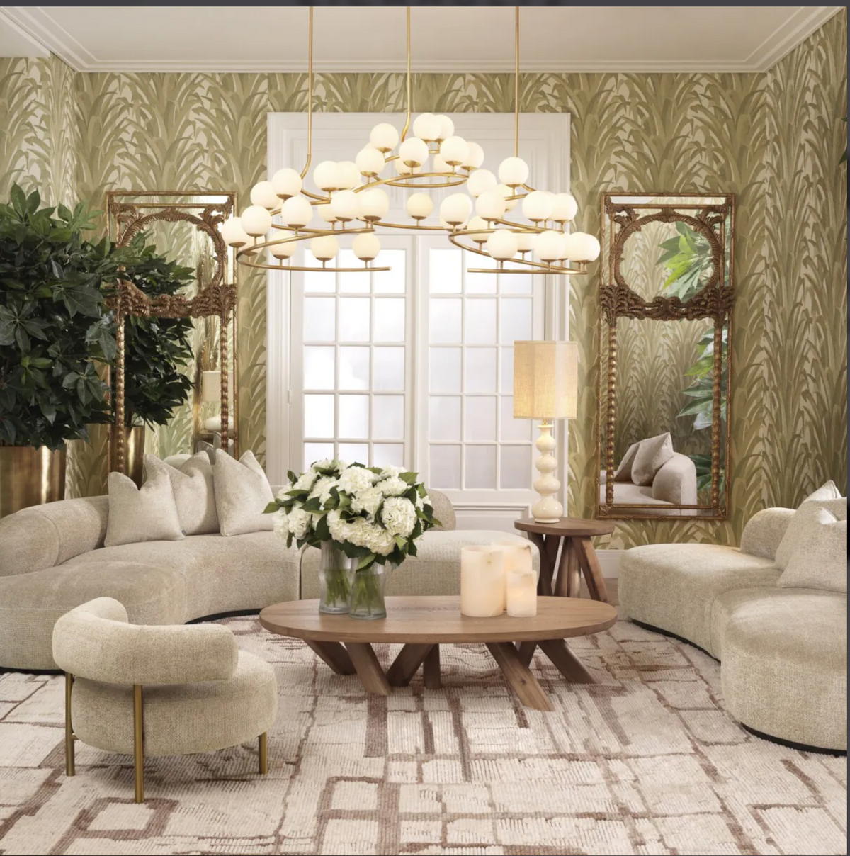 Mirror Le Royal in Antiqued gold By Eichholtz Ex showroom save 20%