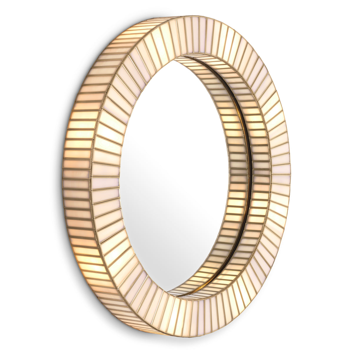 Monari Round Mirror by Eichholtz in antique brass