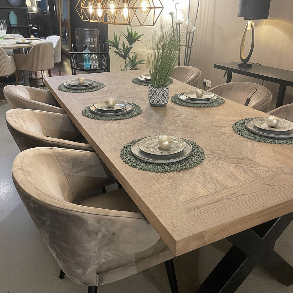 Montmarte X L Herringbone Oak 240 cm - Semi Solid Dining Table Reduced To Clear almost 1/2 Price