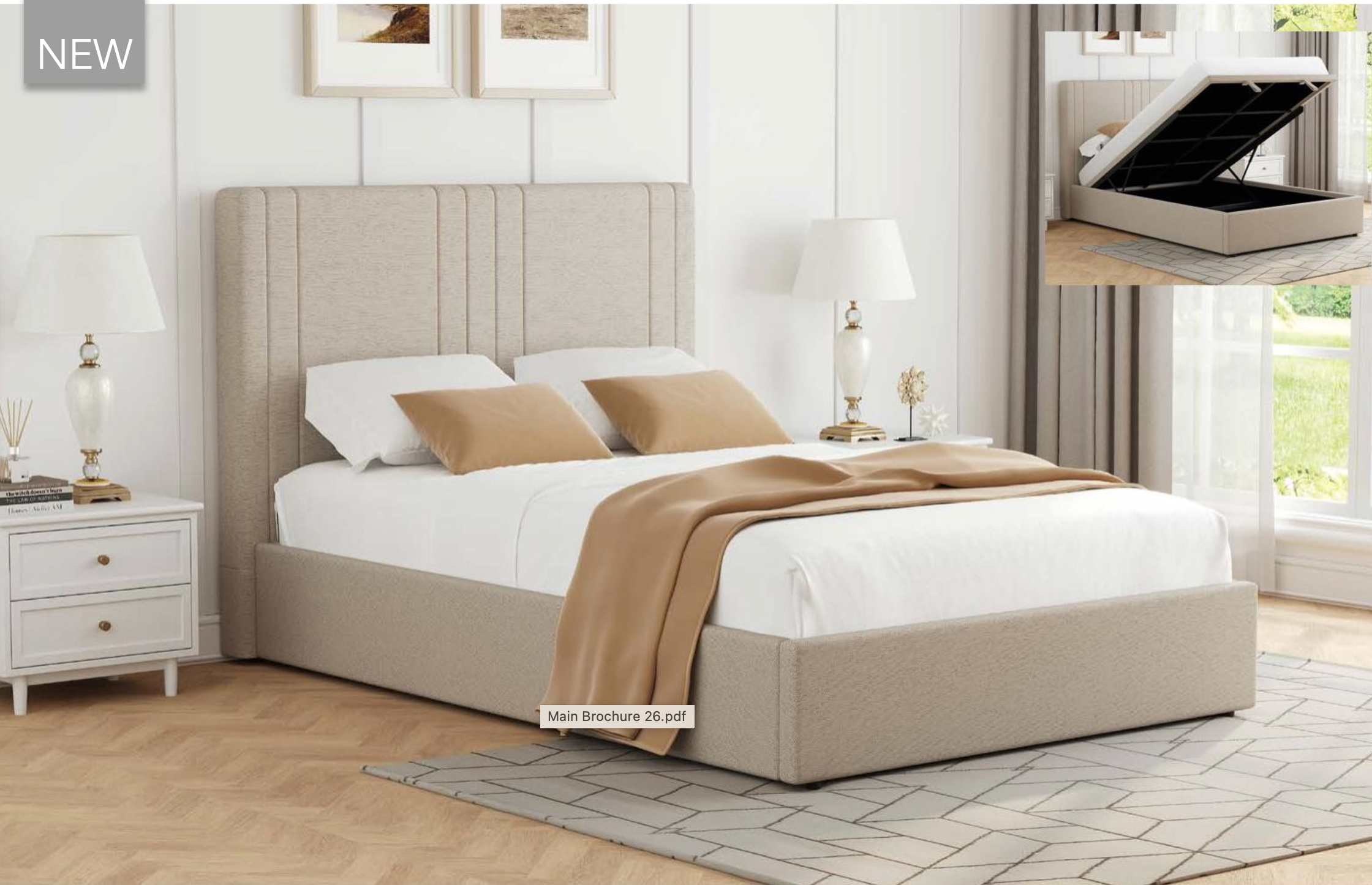 House of Will Ottoman Gas Lift Bed in Cream