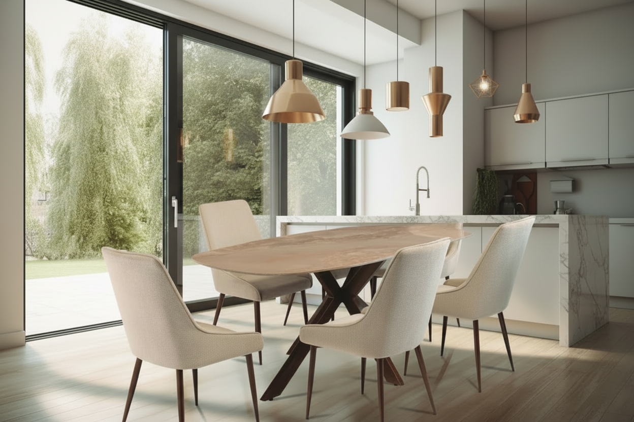 Jaden 1.8 Pura stone top dining table with spider legs by World Furniture