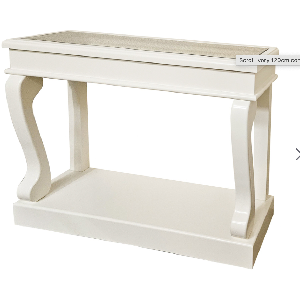 Samuel Savoy Scroll Console Table with Antiqued Mirror Top 140 cm