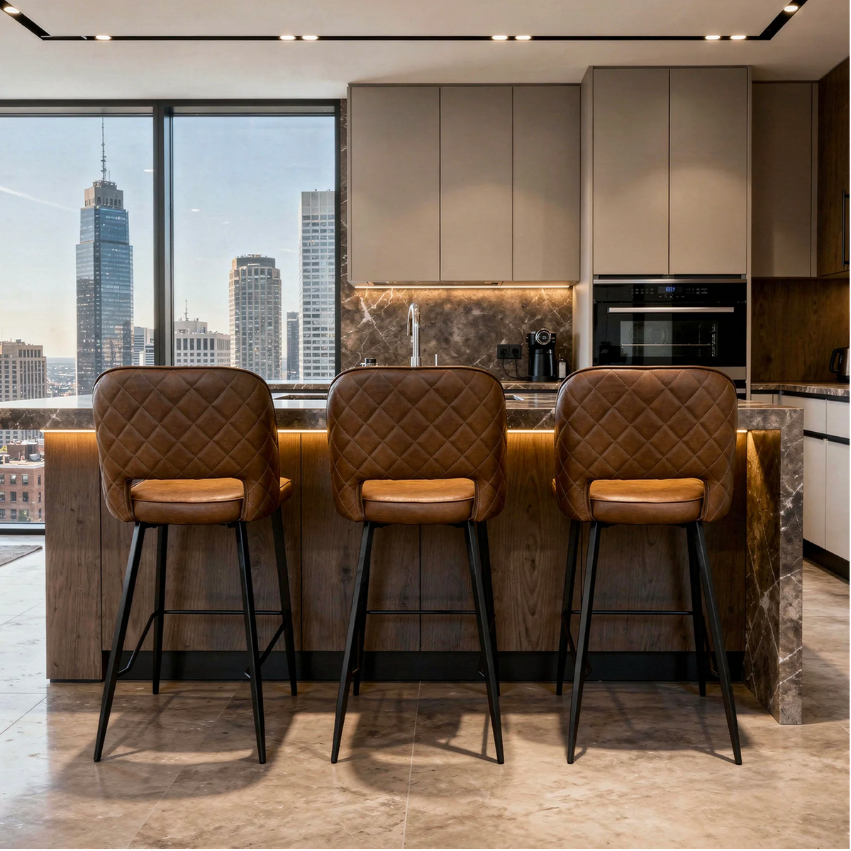 Fargo bar or counter stools in velvet or PU leather look by balmoral