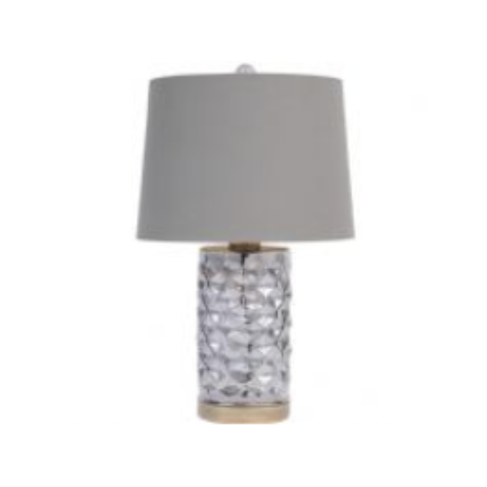 Smoked Glass Hexagon Table Lamp