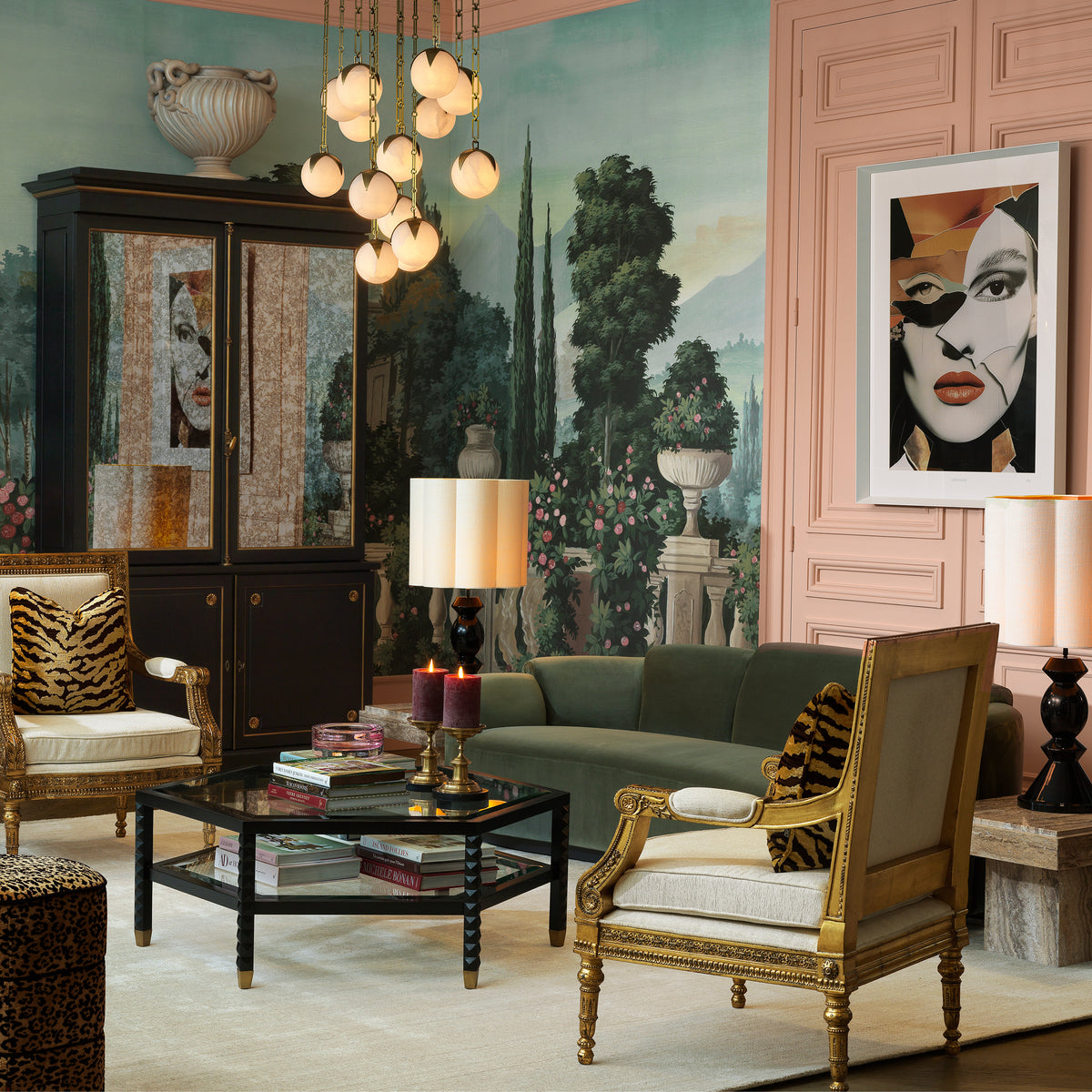 Sofa Marbella L Torrin green velvet by Eichholtz