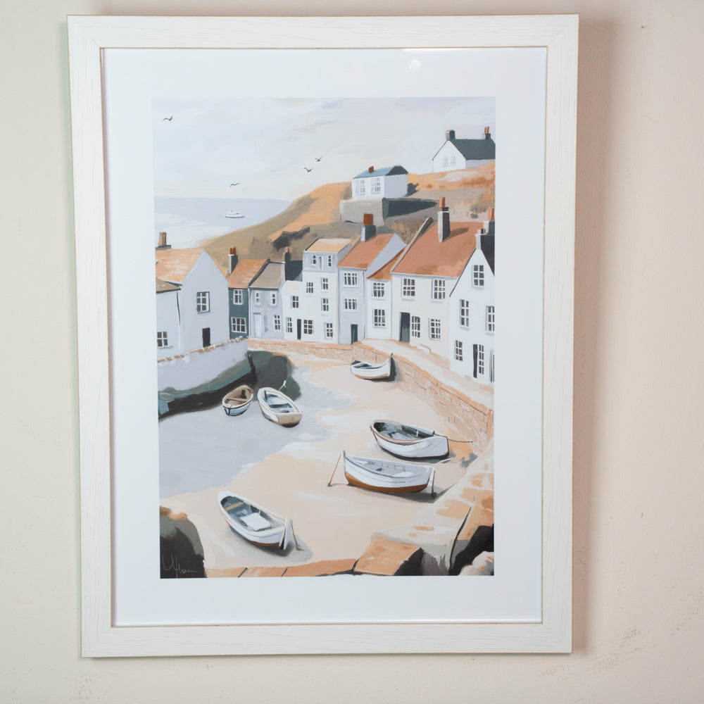 Framed print fishing boats/beached boats by tara