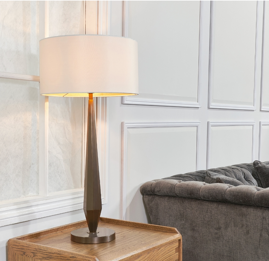 Aasone Designer Table Lamp In Dark Brass & Cream by RV Astley-Renaissance Design Studio