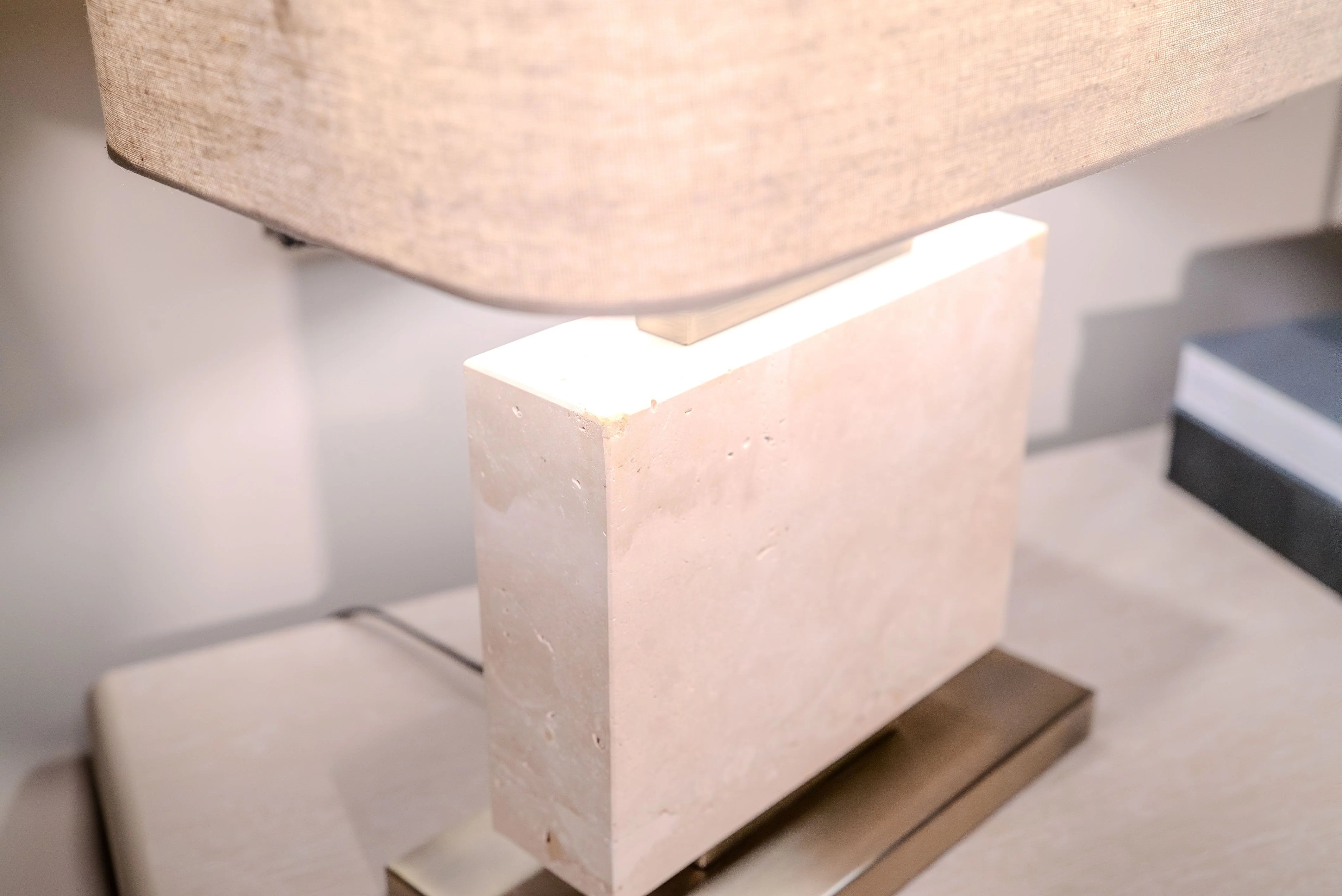 Adam cream marble Table Lamp w shade reduced-table lamp-Renaissance Design Studio