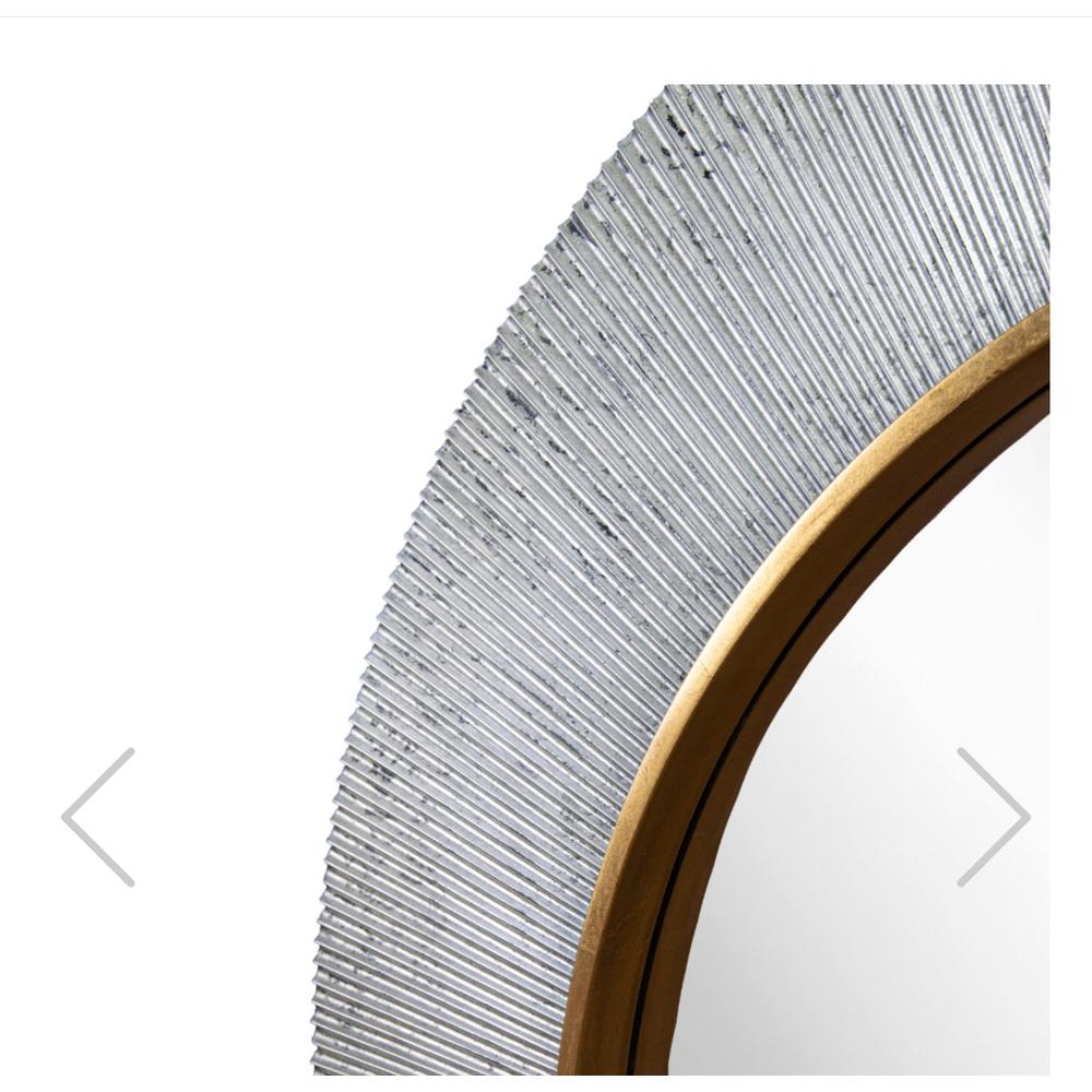 Advin Silver and gold designer Round Mirror by RV ASTLEY 90cm reduced-Renaissance Design Studio