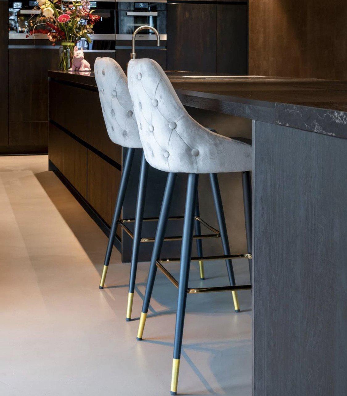 Airmani khaki velvet bar stools Special half sale price Instore purchase only-Renaissance Design Studio