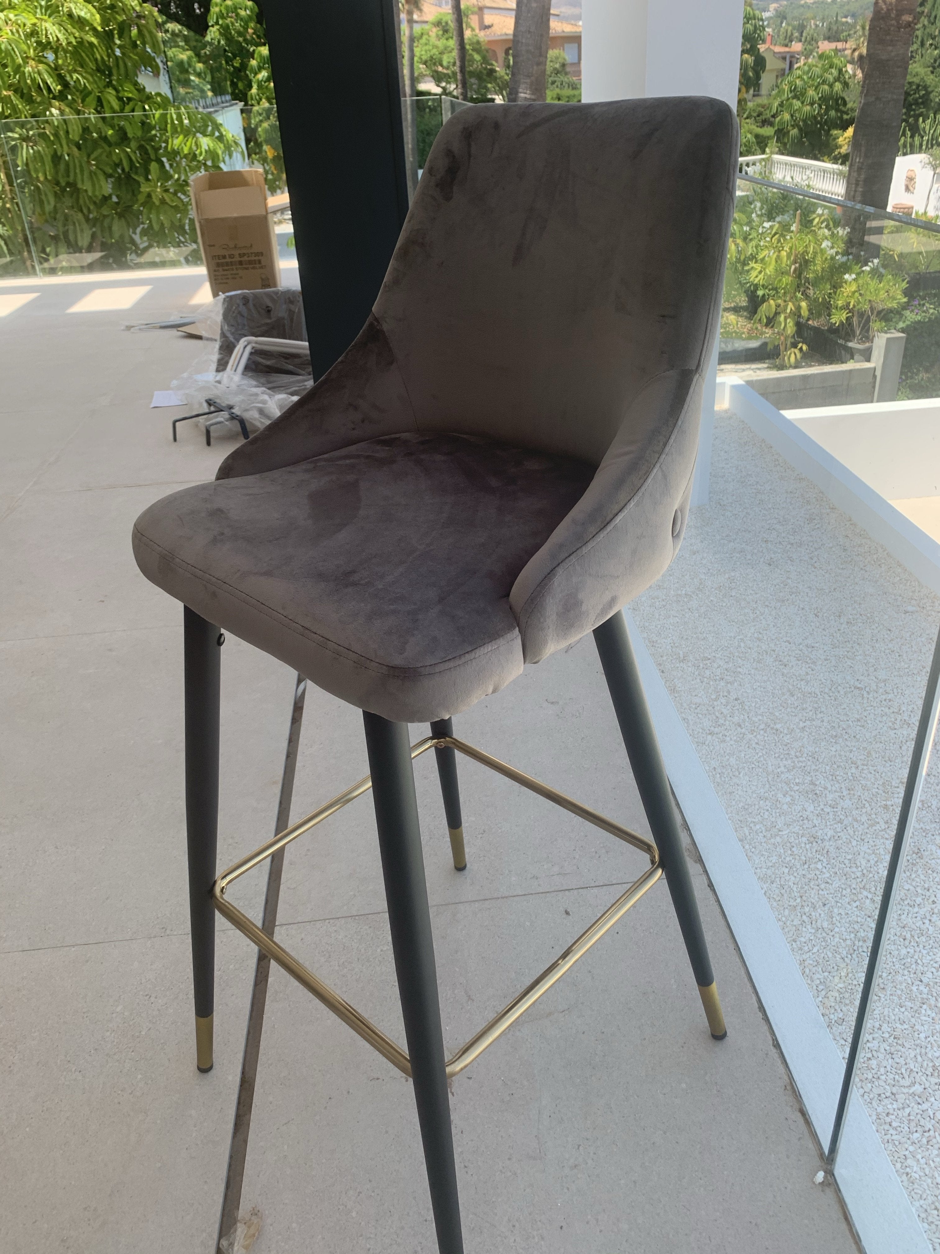 Airmani khaki velvet bar stools Special half sale price Instore purchase only-Renaissance Design Studio