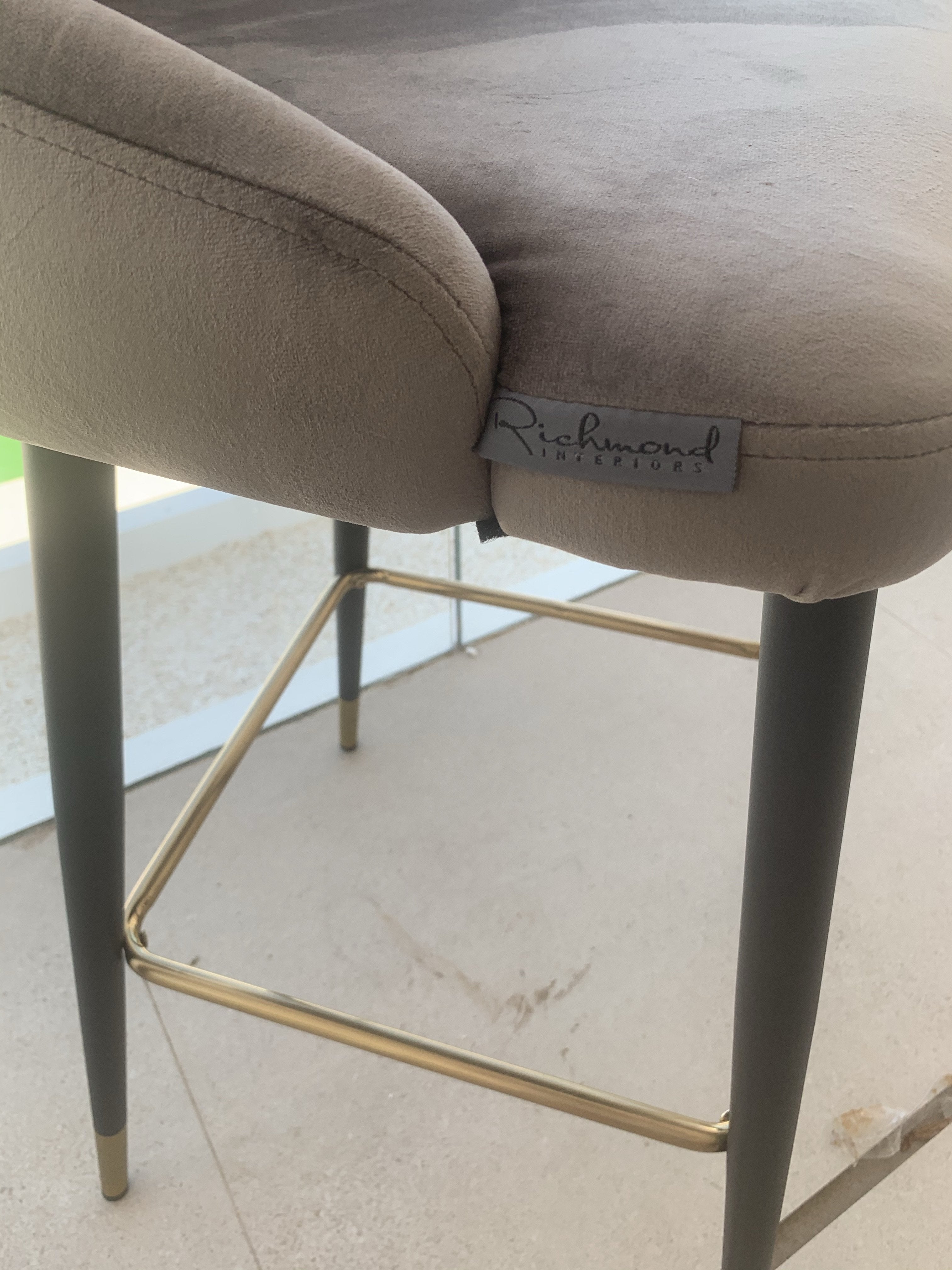 Airmani khaki velvet bar stools Special half sale price Instore purchase only-Renaissance Design Studio