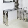 Alannah Apex Silver Chrome Console Table with Glass Reduced-Renaissance Design Studio