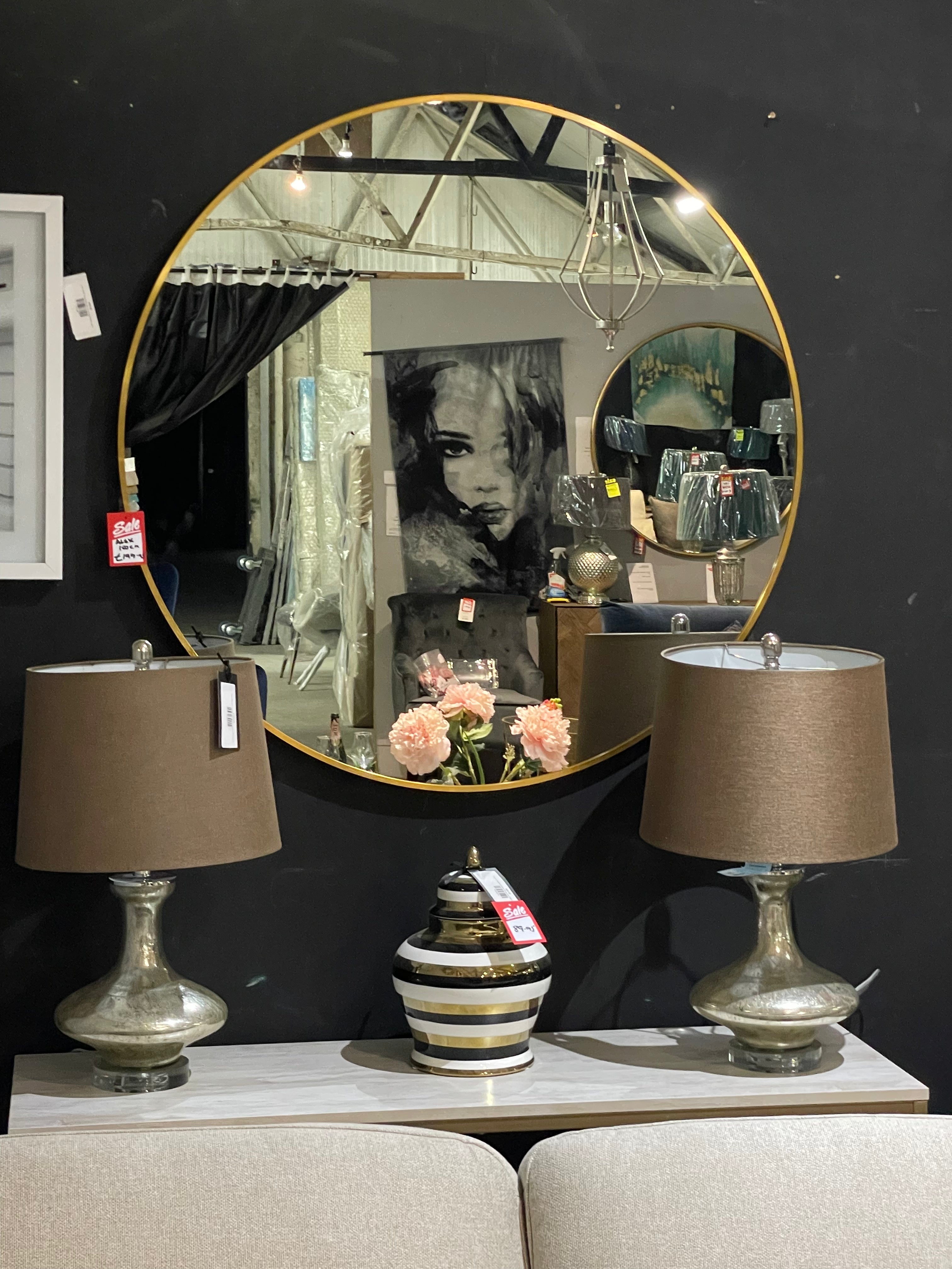 Alex Round Large Circle Mirrors In Gold Extra Large 120 cm-Renaissance Design Studio