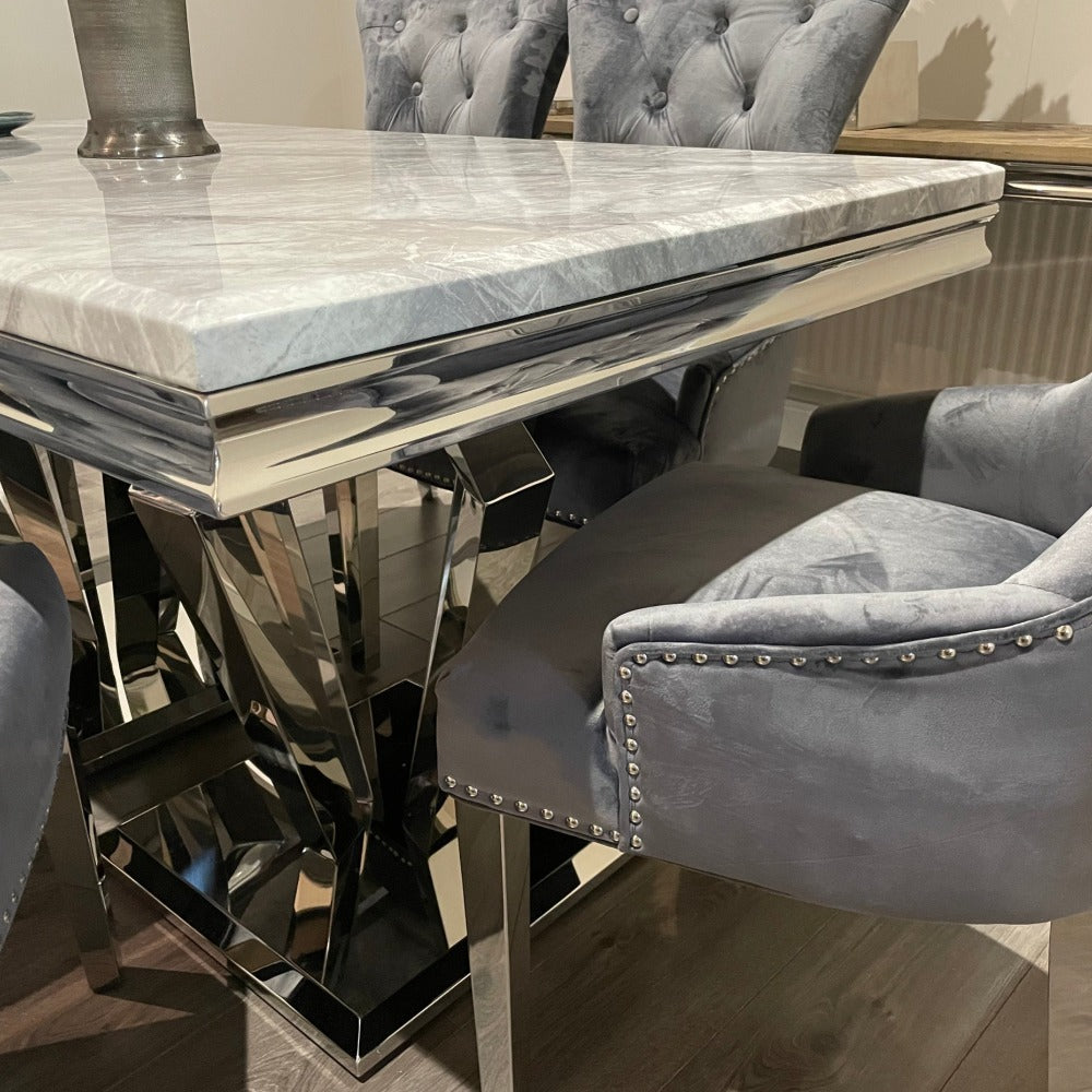 Alexandria grey marble table in 200 cm to order Arianna-Dining Table-Renaissance Design Studio