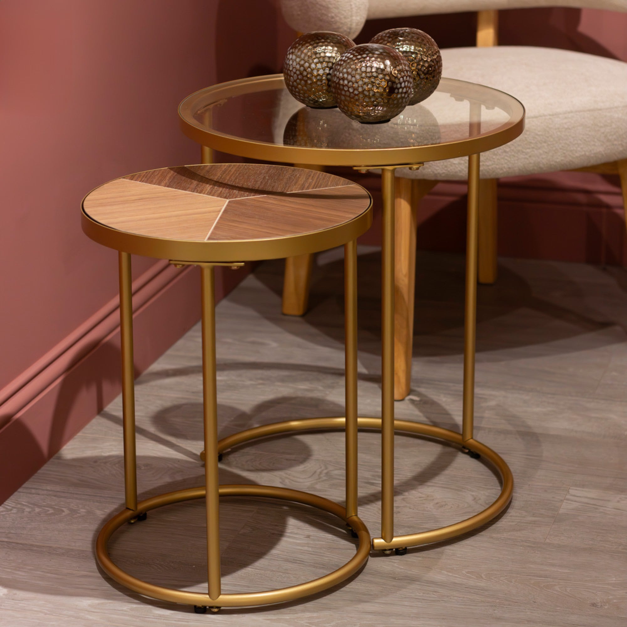 Alicia Set of gold side tables limited stock. NETT-Renaissance Design Studio