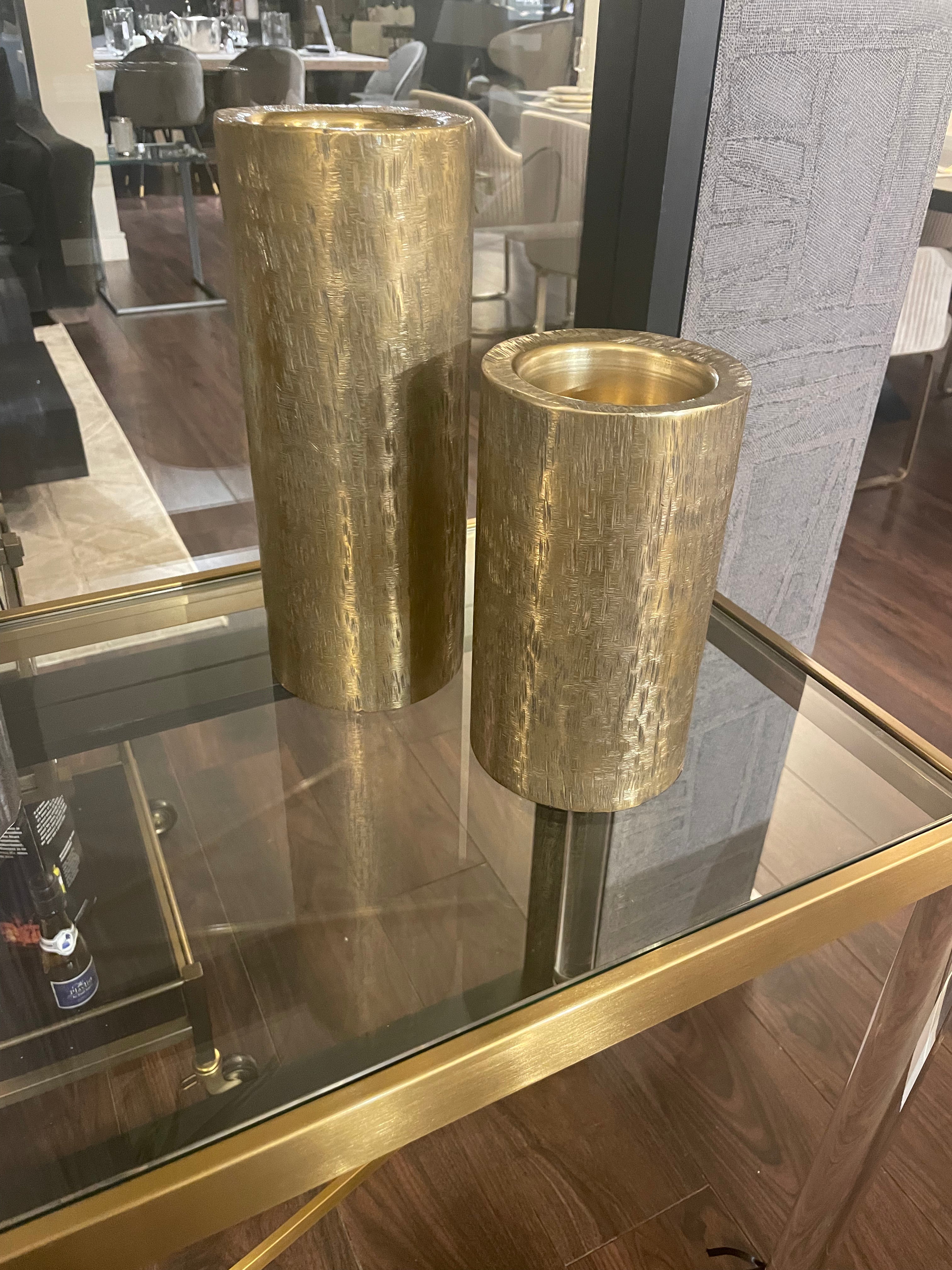 Alin Candle holder in brushed gold Small or Large .Reduced limited edition-gold candle holder-Renaissance Design Studio