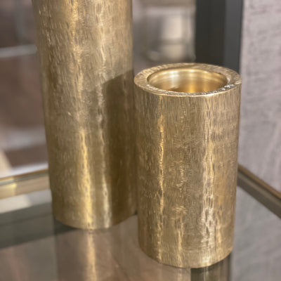Alin Candle holder in brushed gold Small or Large .Reduced limited edition