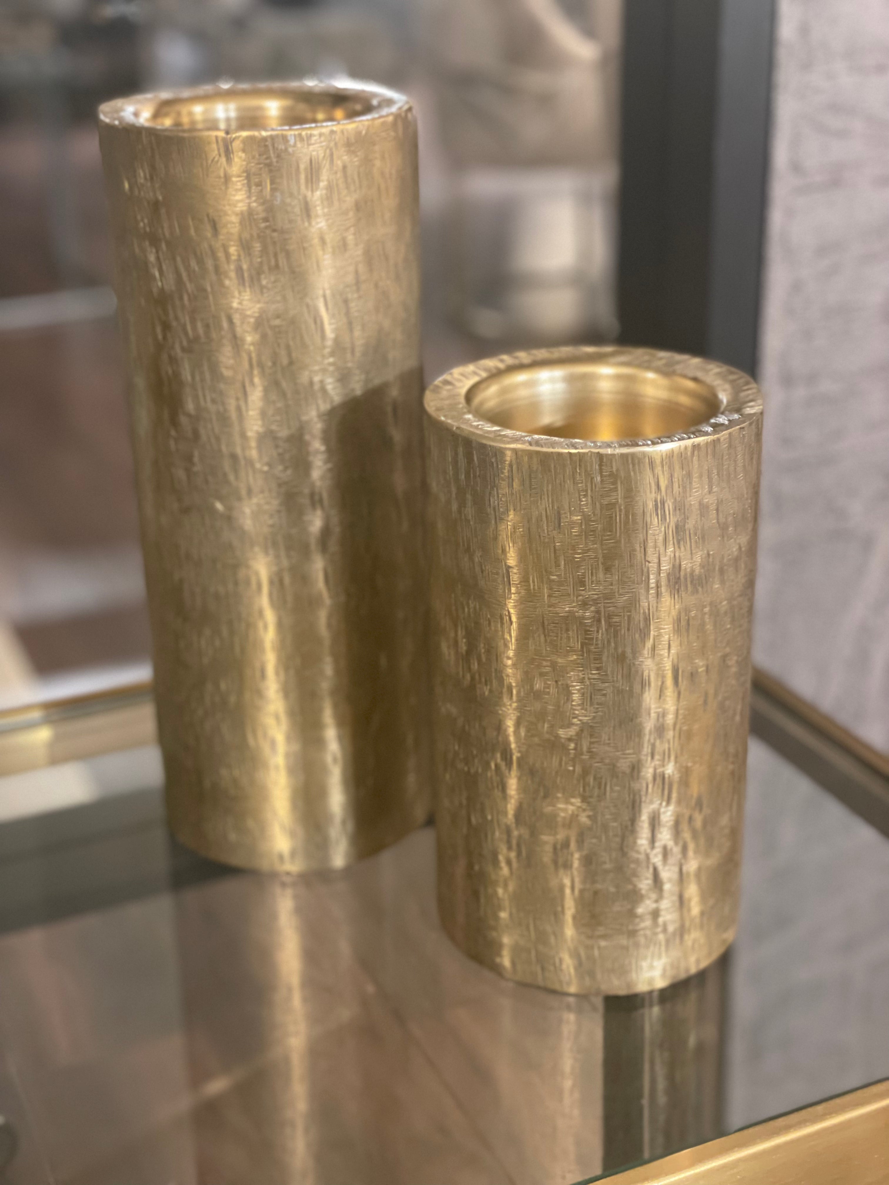 Alin Candle holder in brushed gold Small or Large .Reduced limited edition-gold candle holder-Renaissance Design Studio
