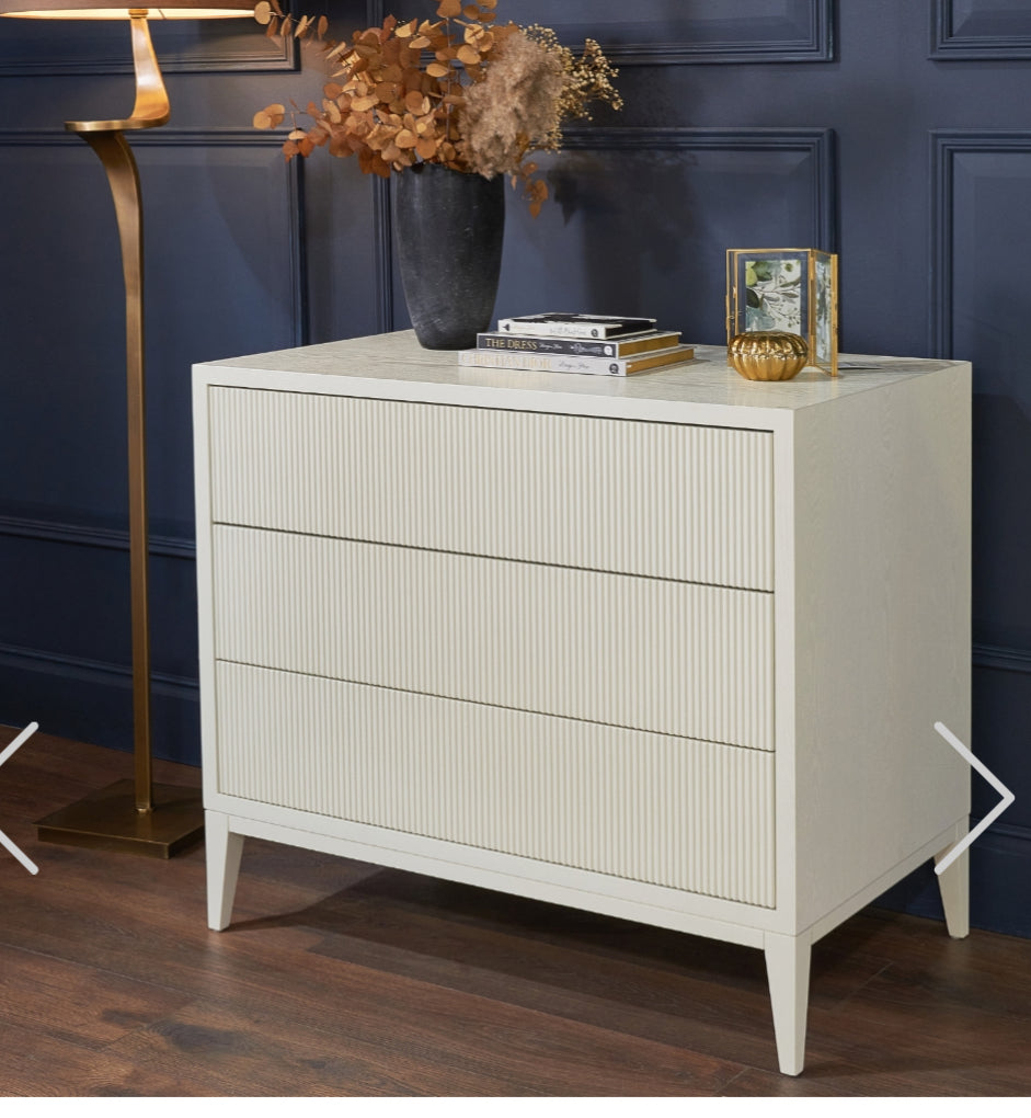 Amur 3 Drawer Chest white reduced-Bedroom Furniture Sets-Renaissance Design Studio
