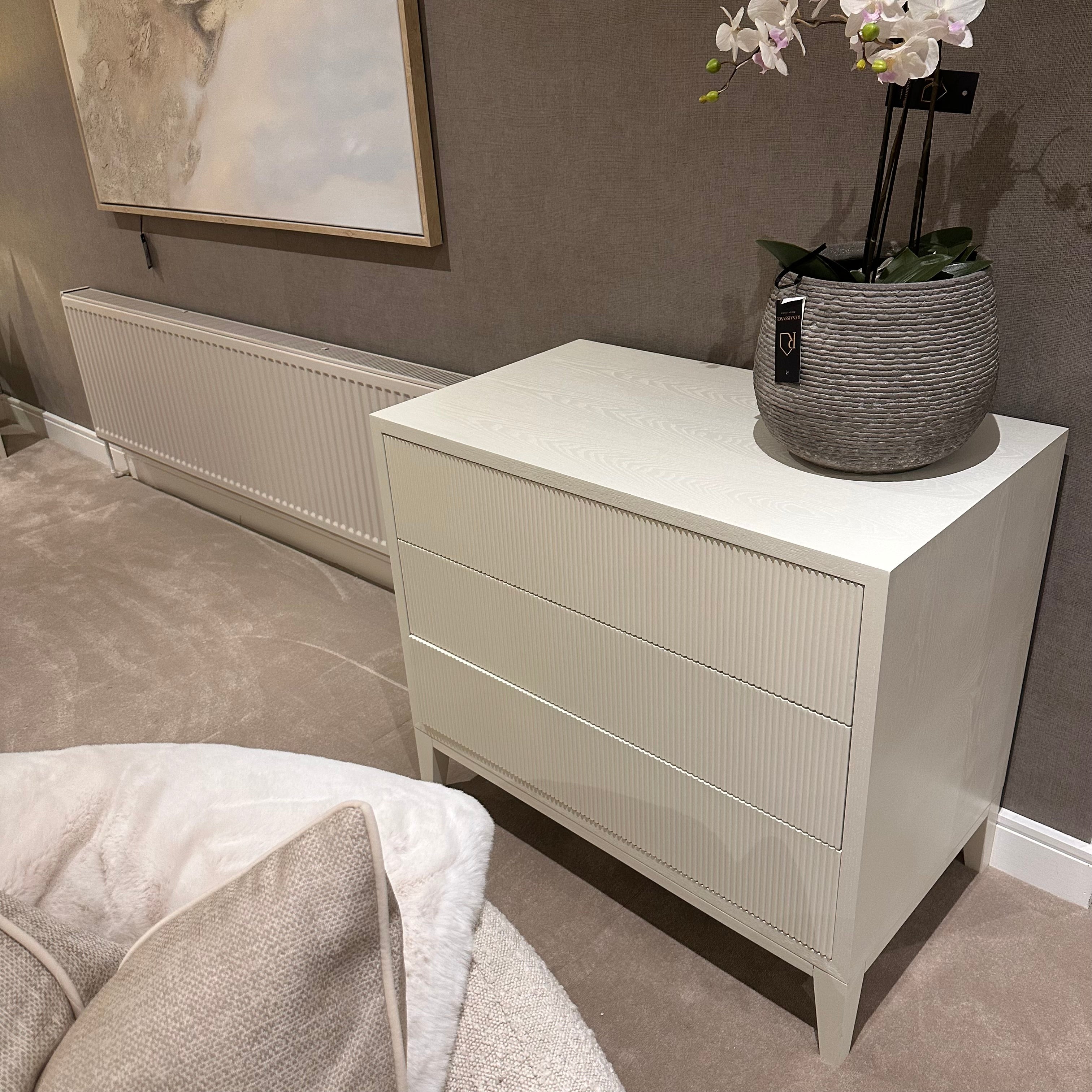 Amur 3 Drawer Chest white reduced-Bedroom Furniture Sets-Renaissance Design Studio