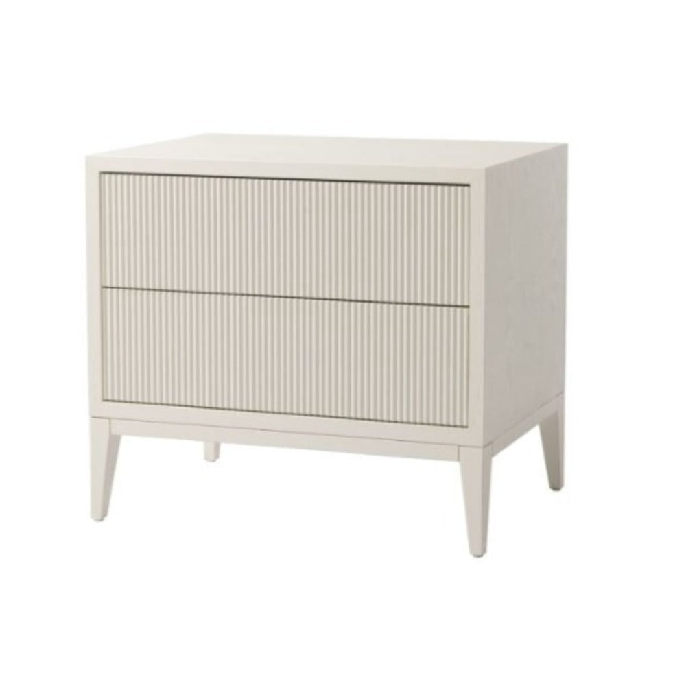 Amur Wide white designer Bedside Locker reduced-Bedside Cabinet-Renaissance Design Studio