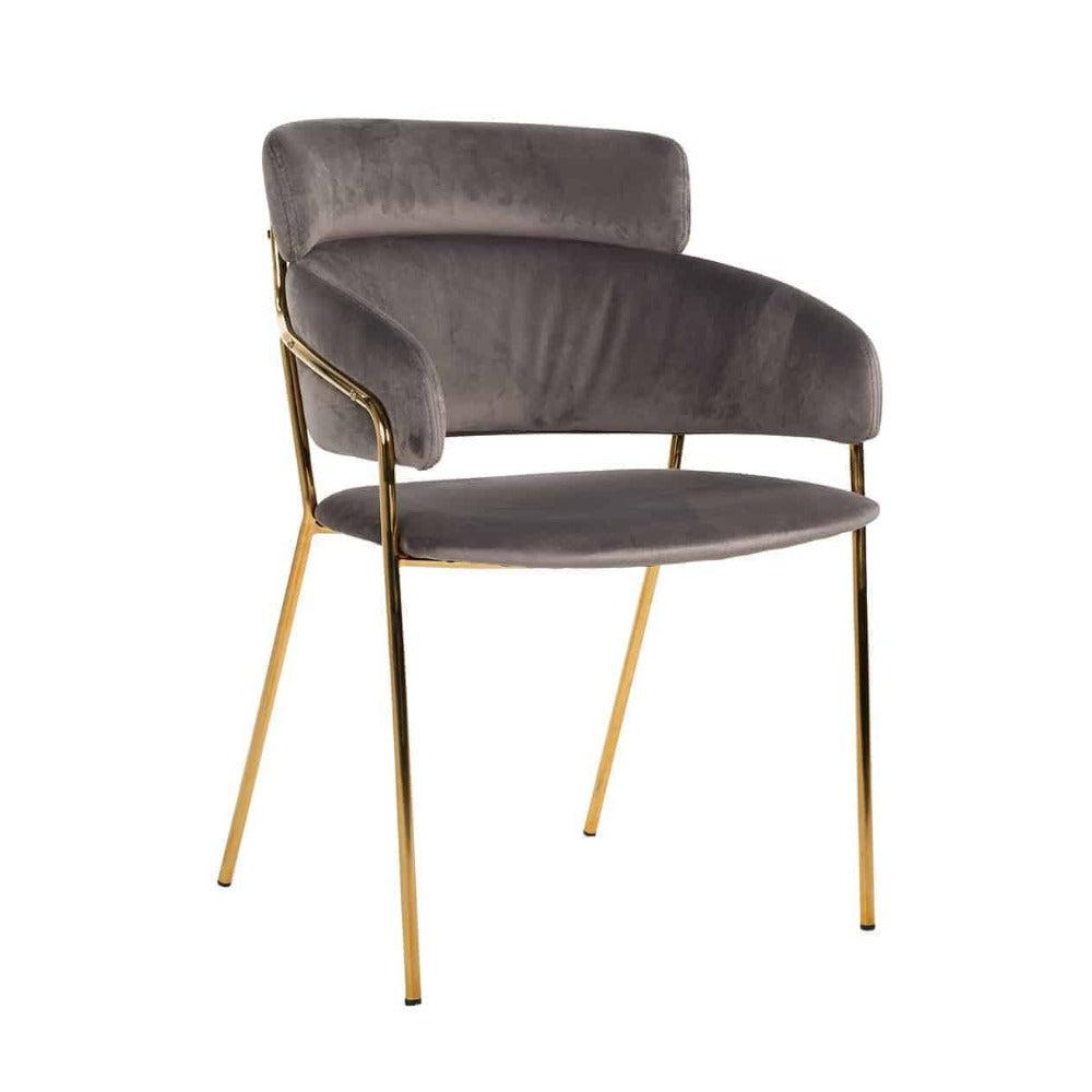 Angelica velvet and gold luxury dining chair in Stone or Green