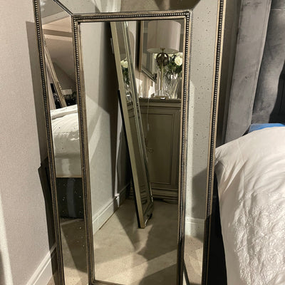 Antiqued glass Byron beaded mirror 120 x 55 REDUCED PRICE