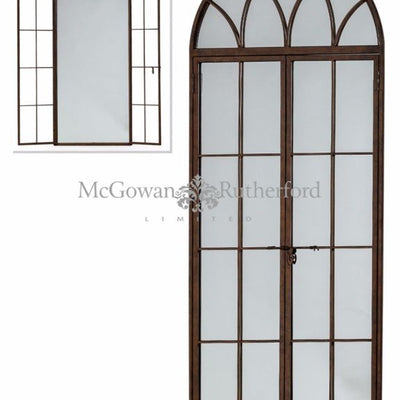 ANTIQUED IRON TALL XL ARCH WINDOW DISTRESSED FINISH METAL MIRROR save €100