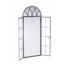 Antiqued Lead Grey Iron Tall Arch Window Metal Mirror-Renaissance Design Studio