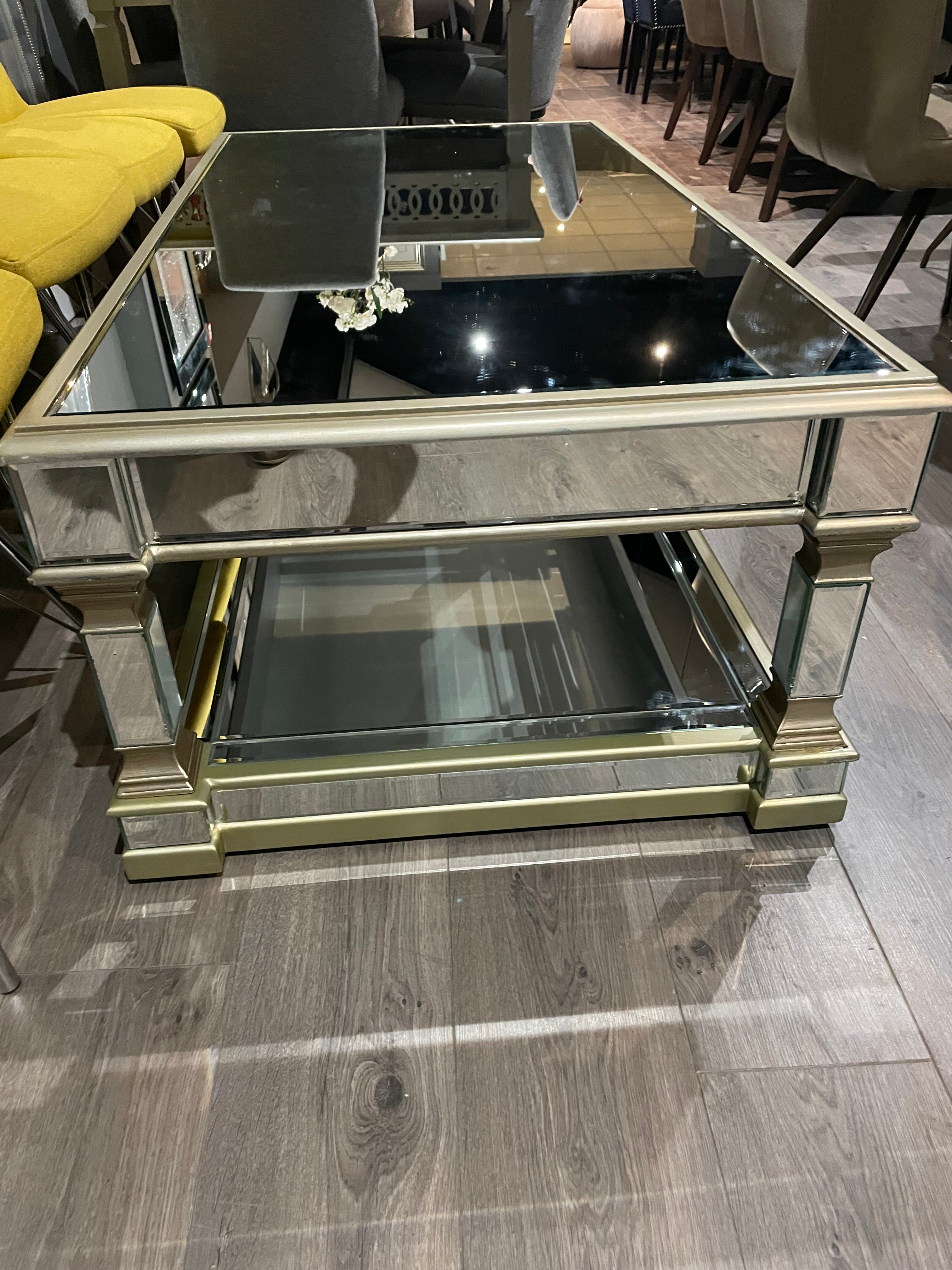 Apollo Mirrored large 130 cm Coffee Table in champagne sold as seen-coffee table-Renaissance Design Studio