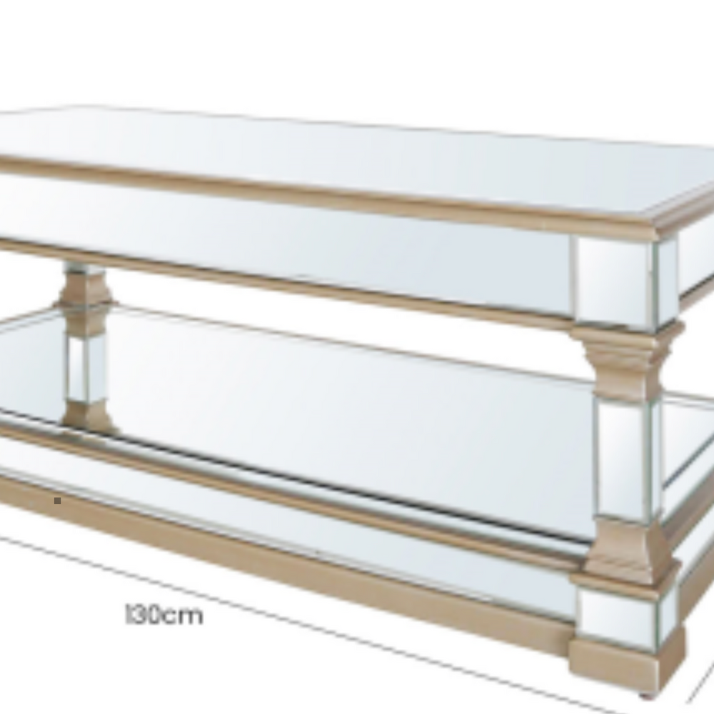 Apollo  Mirrored large  130 cm Coffee Table in champagne sold as seen