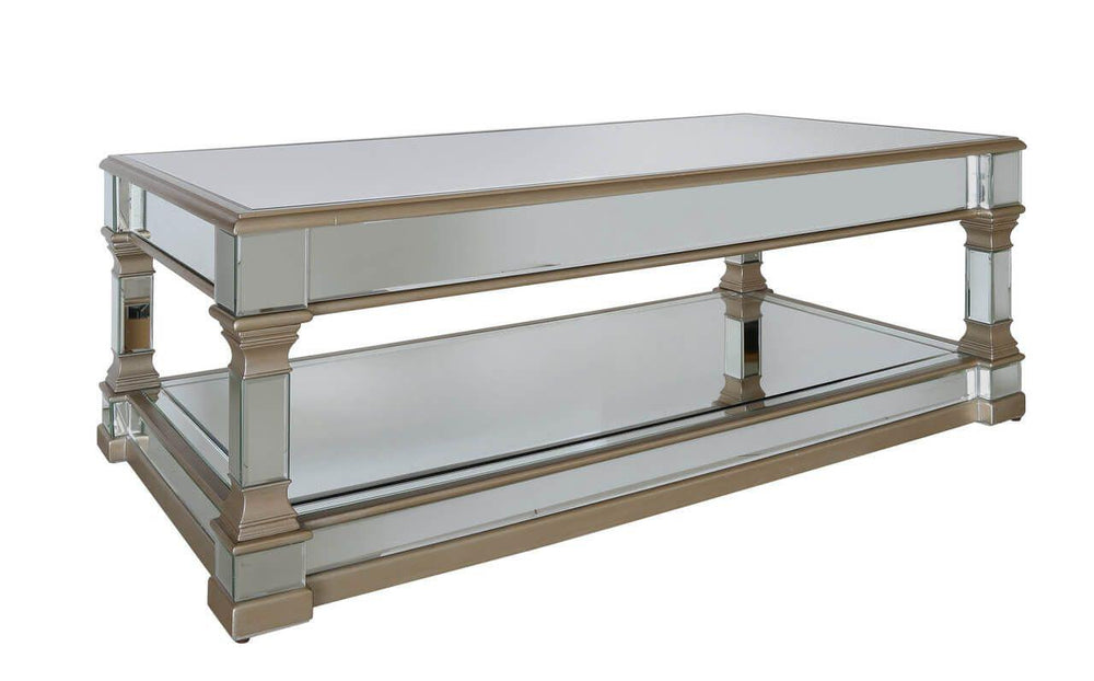 Apollo  Mirrored large  130 cm Coffee Table in champagne sold as seen