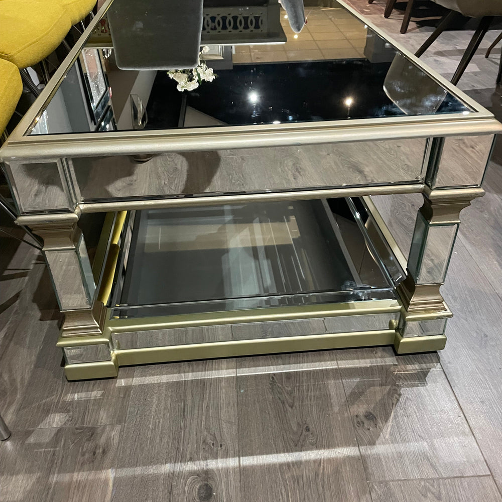 Apollo  Mirrored large  130 cm Coffee Table in champagne sold as seen