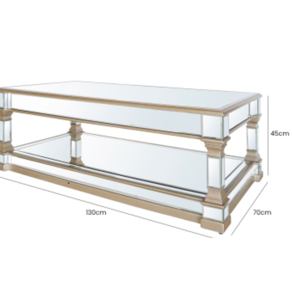 Apollo Mirrored Large Coffee Table 130cm-Renaissance Design Studio