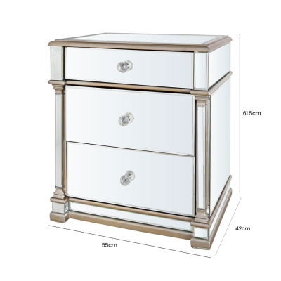 Appian Apollo Mirrored Bedside Cabinet-Renaissance Design Studio