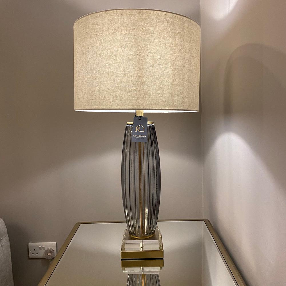 Appian Smoked glass Rib table Lamp clearance deal-Renaissance Design Studio