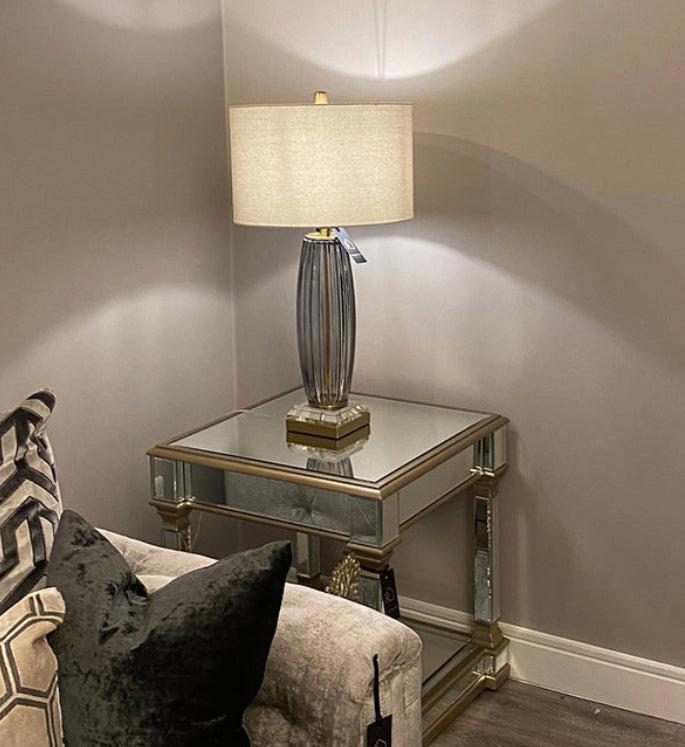 Appian Smoked glass Rib table Lamp clearance deal-Renaissance Design Studio