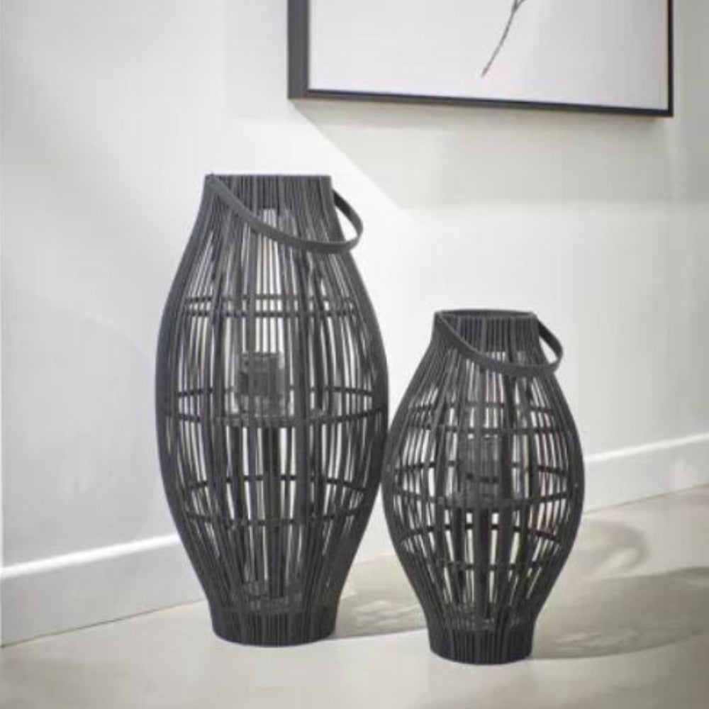 Aria Bamboo Lantern in Black reduced TODAY-candle hoder hurricane-Renaissance Design Studio