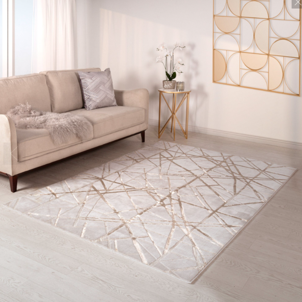 Aria Mica cream plus gold tones Rug-Rugs-Renaissance Design Studio