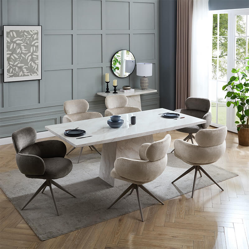 Arianna taupe marble style dining table-Renaissance Design Studio