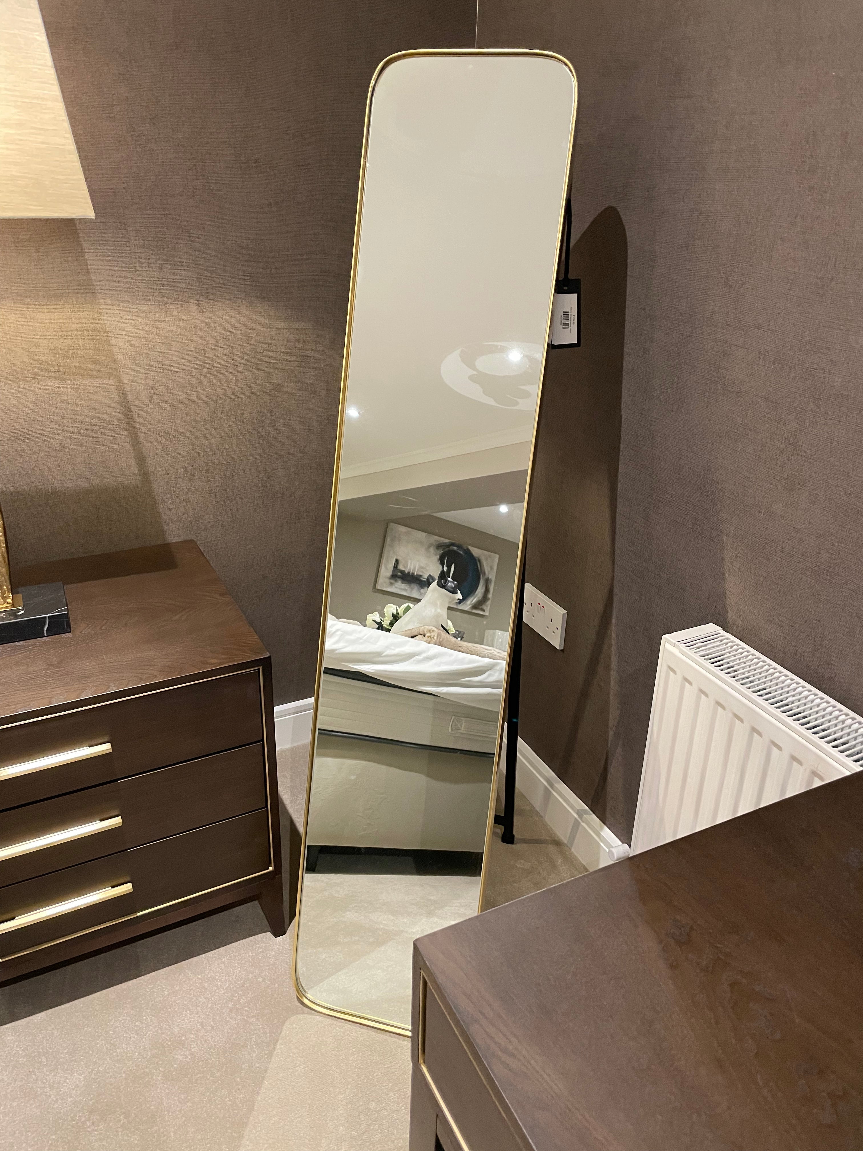 Arlene Cheval Mirror with minimalist Gold frame reduced...fabulous-Mirror-Renaissance Design Studio