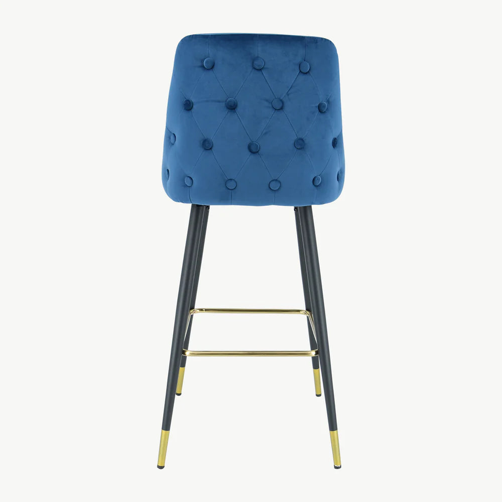 Avanza  bar stool with gold cap  in grey and navy .Now up to 50% off  in our outlet store !  T&C apply.