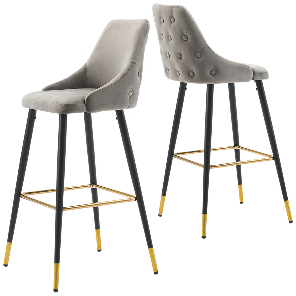 Avanza  bar stool with gold cap  in grey and navy .Now up to 50% off  in our outlet store !  T&C apply.