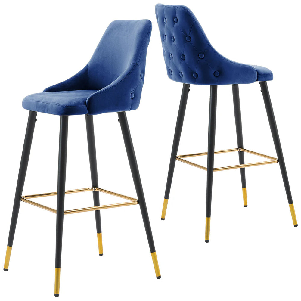 Avanza  bar stool with gold cap  in grey and navy .Now up to 50% off  in our outlet store !  T&C apply.