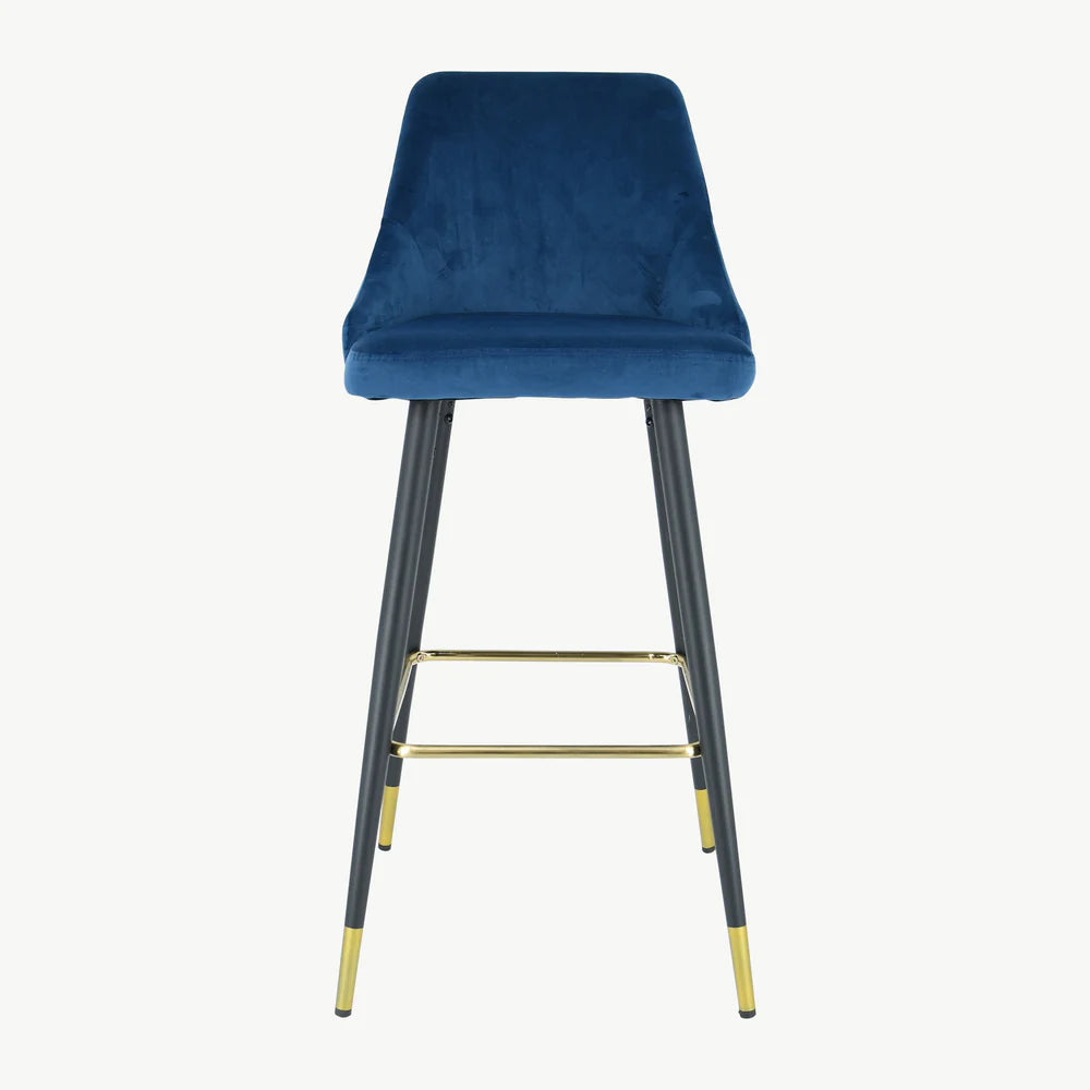 Avanza  bar stool with gold cap  in grey and navy .Now up to 50% off  in our outlet store !  T&C apply.