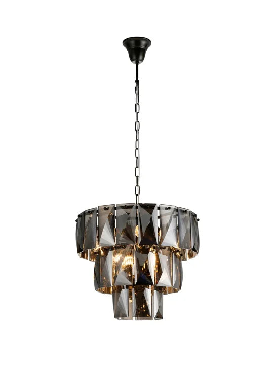 Avon large Hanging chandelier in black glass 47cm-Renaissance Design Studio