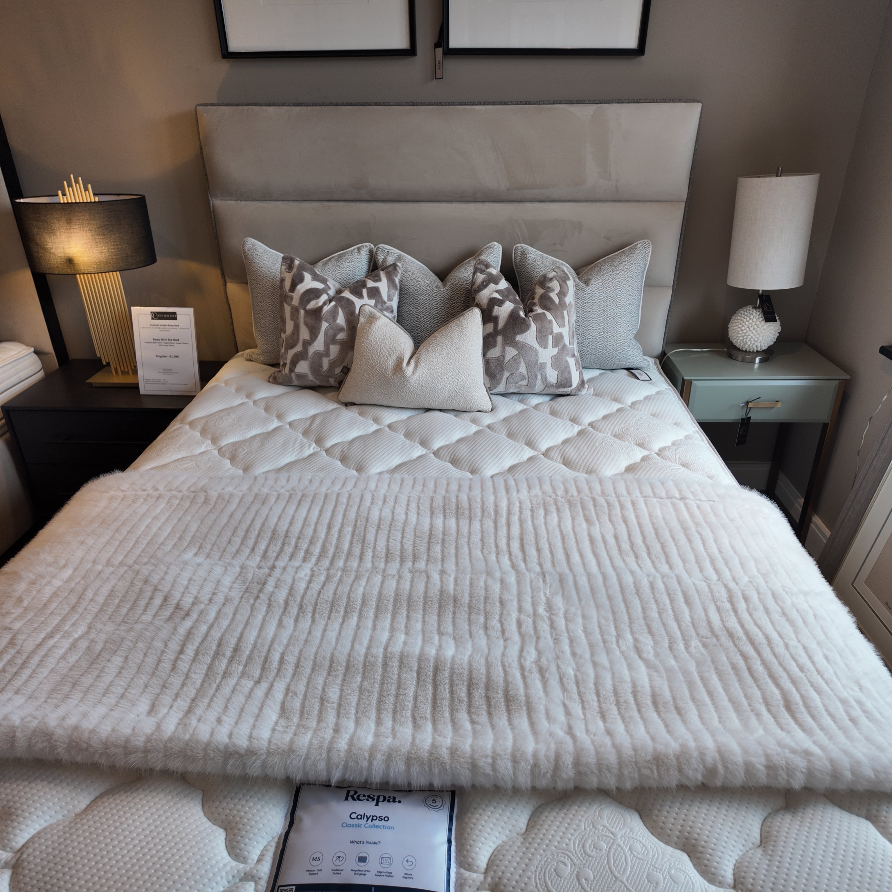 Beau mini me with diagonal lines custom made complete bed-Renaissance Design Studio