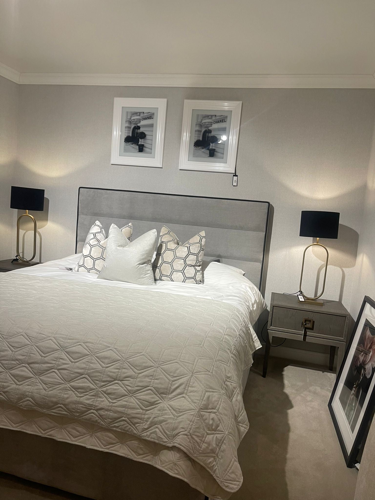 Beau mini me with diagonal lines custom made complete bed-Renaissance Design Studio